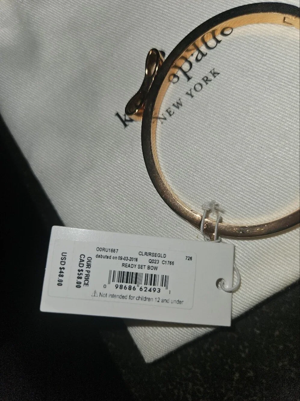 Kate Spade Ready Set Bow Bangle Bracelet Rose Gold Tone O0RU1567 - Picture 8 of 11